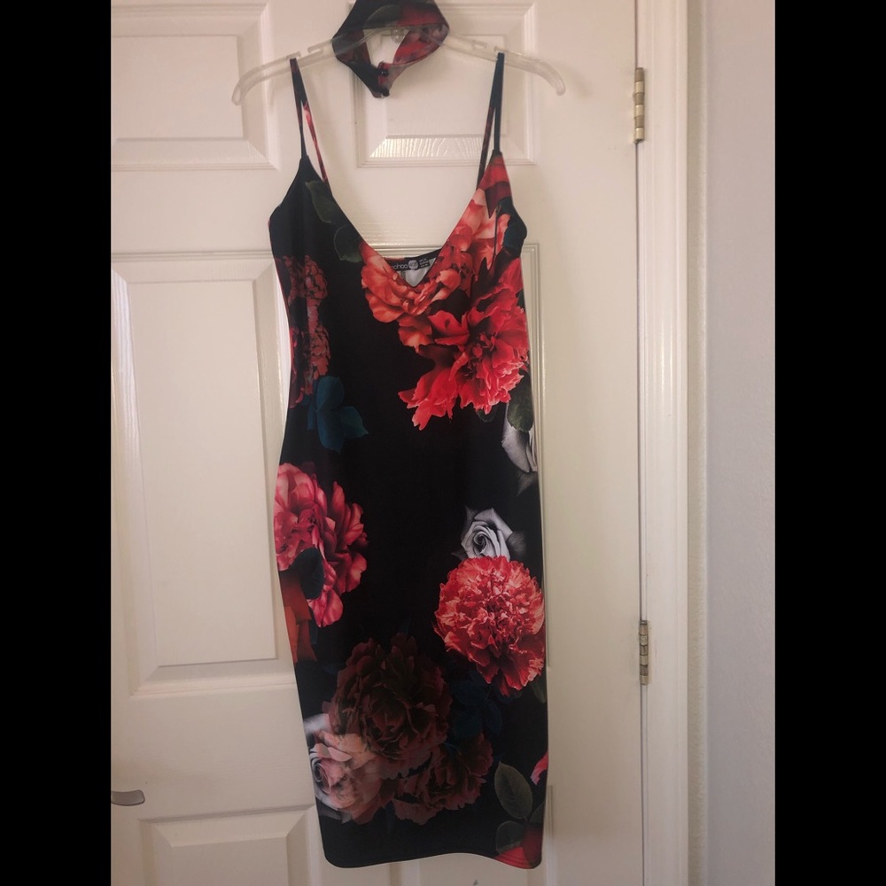 Spaghetti strap Tropical print Dress
